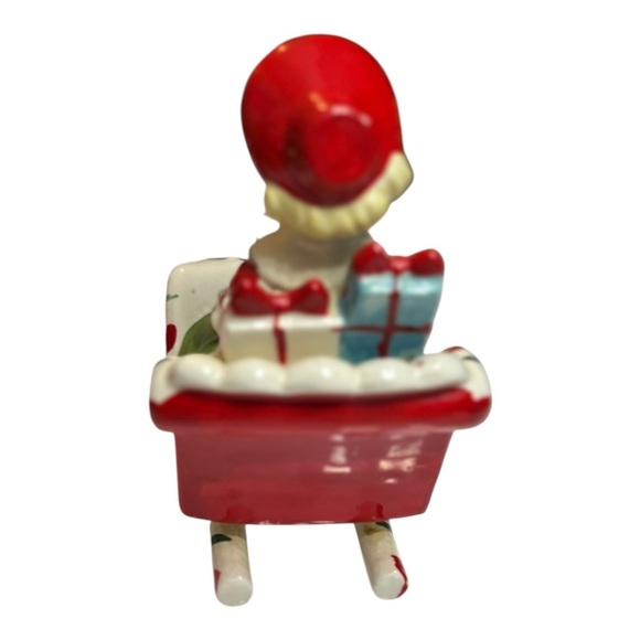 VTG Lipper & Mann Japan Christmas Girl in Candy Cane Sleigh with Reindeer 1950 - Picture 6 of 12